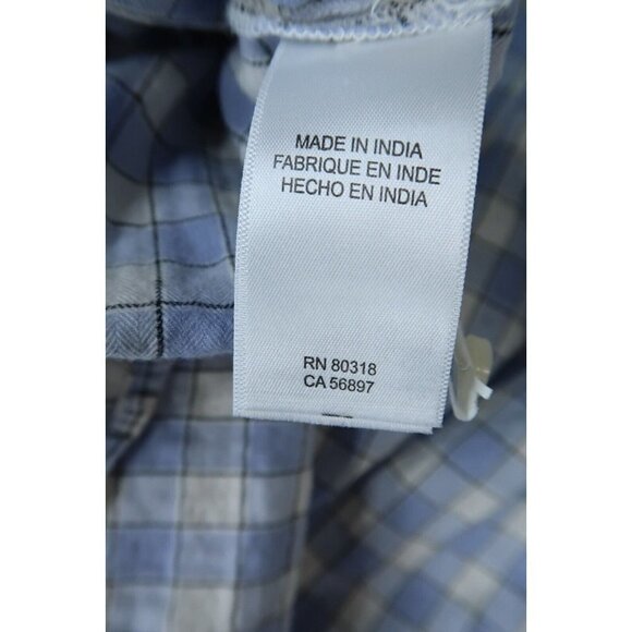 Lucky Brand Button Up Flannel Shirt Men's Small Blue White Plaid Long Sleeves - Picture 9 of 9